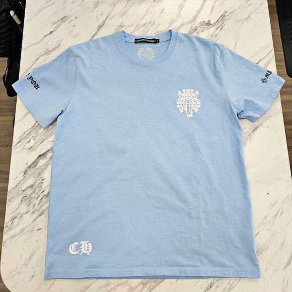 Chrome Hearts Light Blue Tee with White Design - Picture 1 of 9